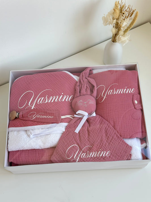 Coffret de naissance en gaz de coton 6 pièces