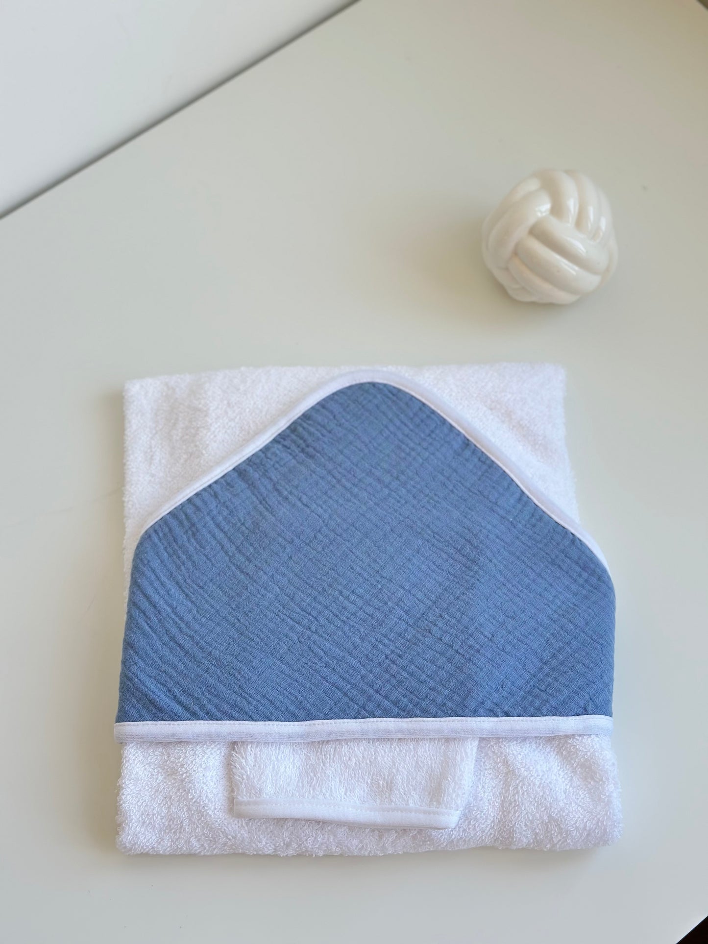 Cape de bain gaz de coton + gant