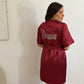 Peignoir + nuisette satiné bordeaux personnalisé