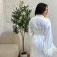 Peignoir bride satiné à plumes premium