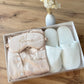 Coffret pyjama satiné à plumes champagne