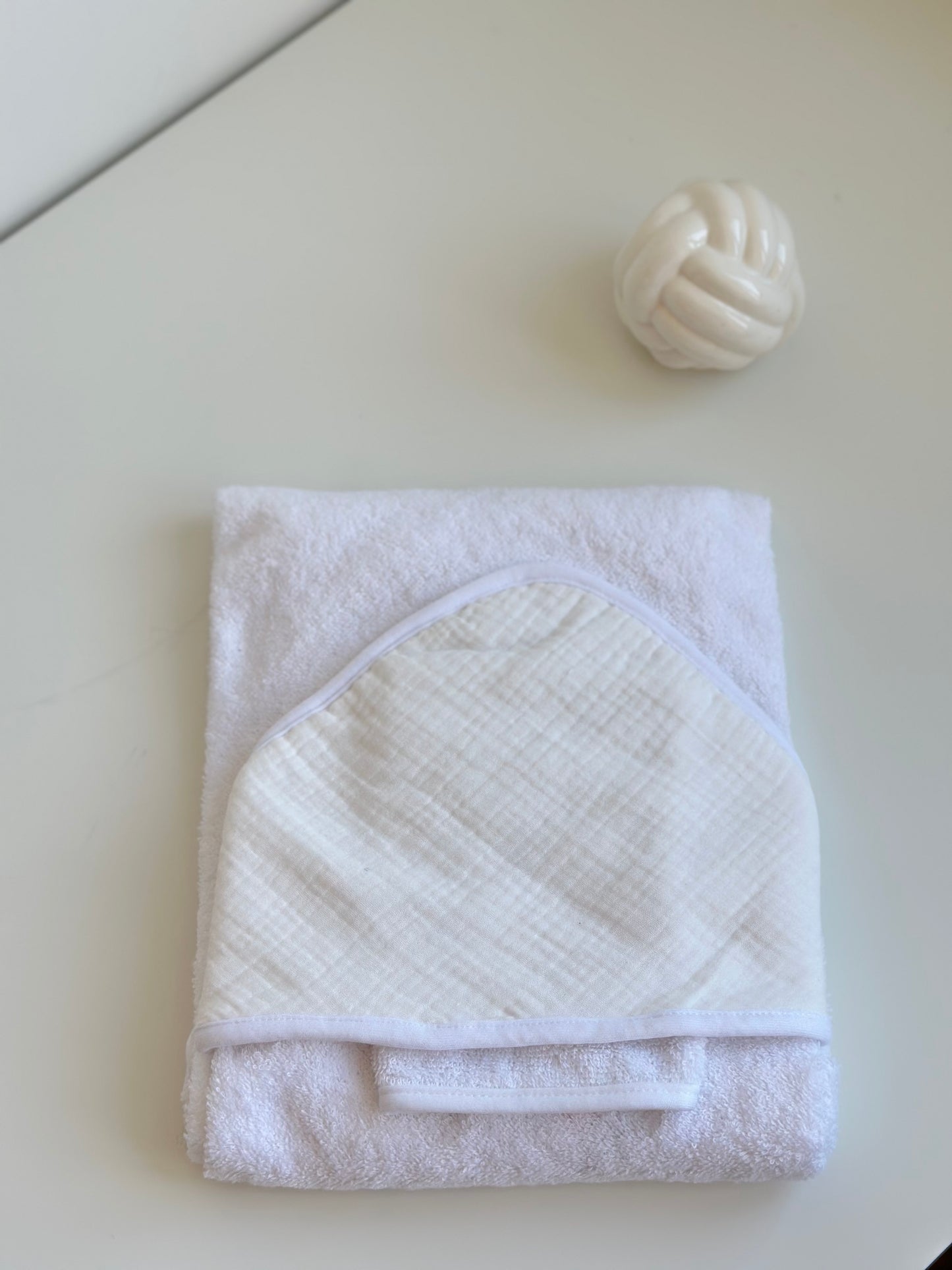 Cape de bain gaz de coton + gant