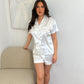 Pyjama shorty blanc satiné