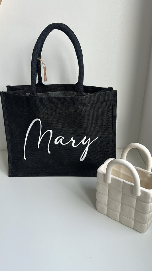 Sac en jute noir grand