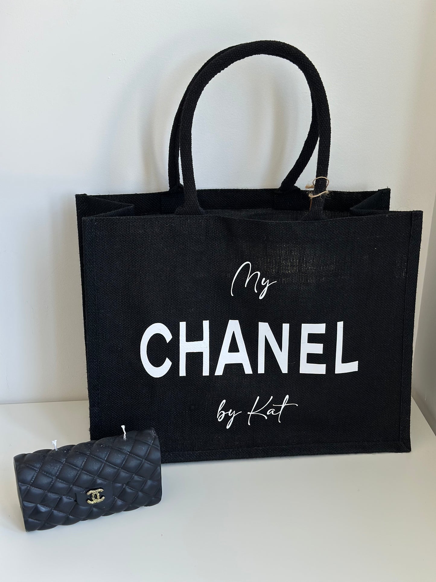 Sac en jute noir grand
