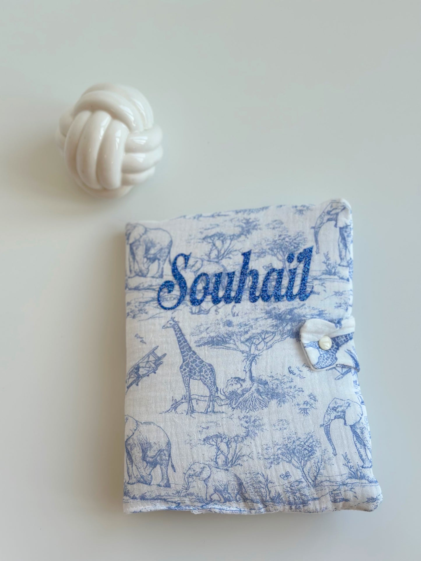 Protège carnet de santé motif safari en gaz de coton
