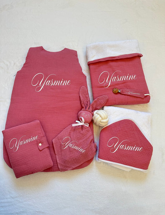 Coffret de naissance en gaz de coton 6 pièces