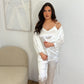Peignoir + nuisette et pantalon satiné blanc