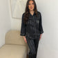 Pyjama pantalon satiné noir