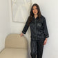 Pyjama pantalon satiné noir