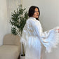Peignoir bride satiné à plumes premium