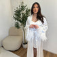 Peignoir bride satiné à plumes premium